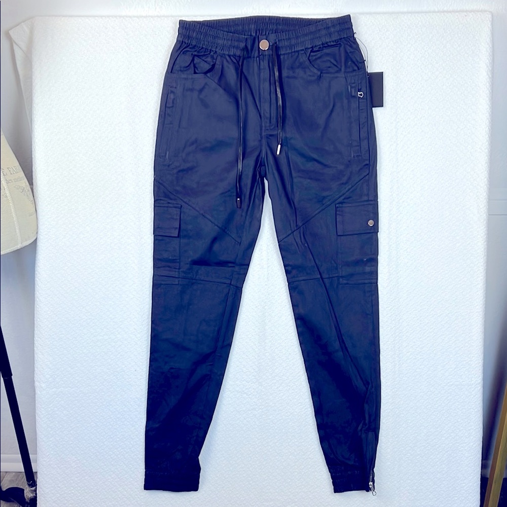 Cordova Cargo Pants Fit Sz. S slim cotton NWT Multipockets Zips Joggers Blue